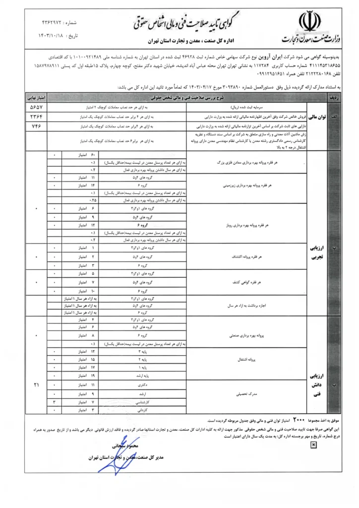گواهی_تایید_صلاحیت_فنی_و_مالی_کاداستر_معدن